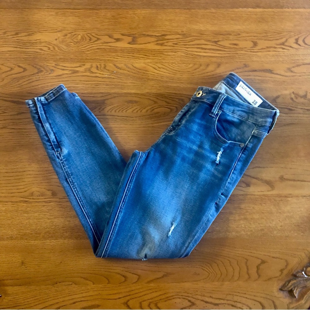 Pistola Tory Skinny Ankle zip Jeans Size 28 Blue Distressed Denim Streetwear